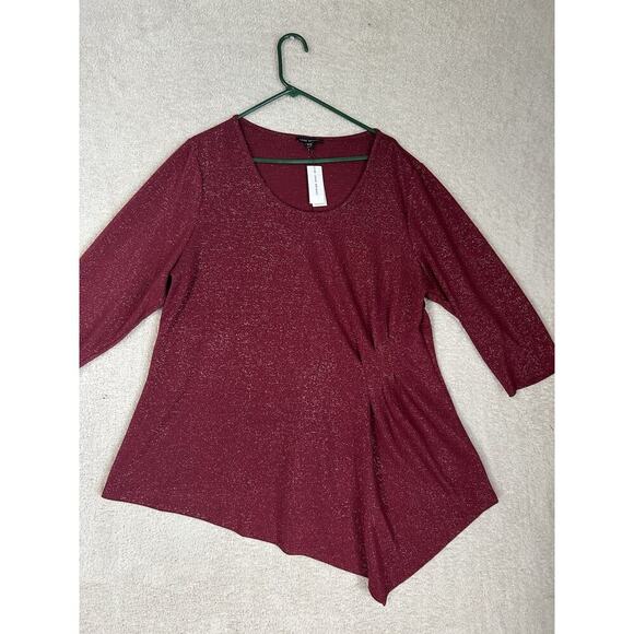 Lane Bryant Women’s Red Sparkly Top Size 18/20 - Picture 1 of 3